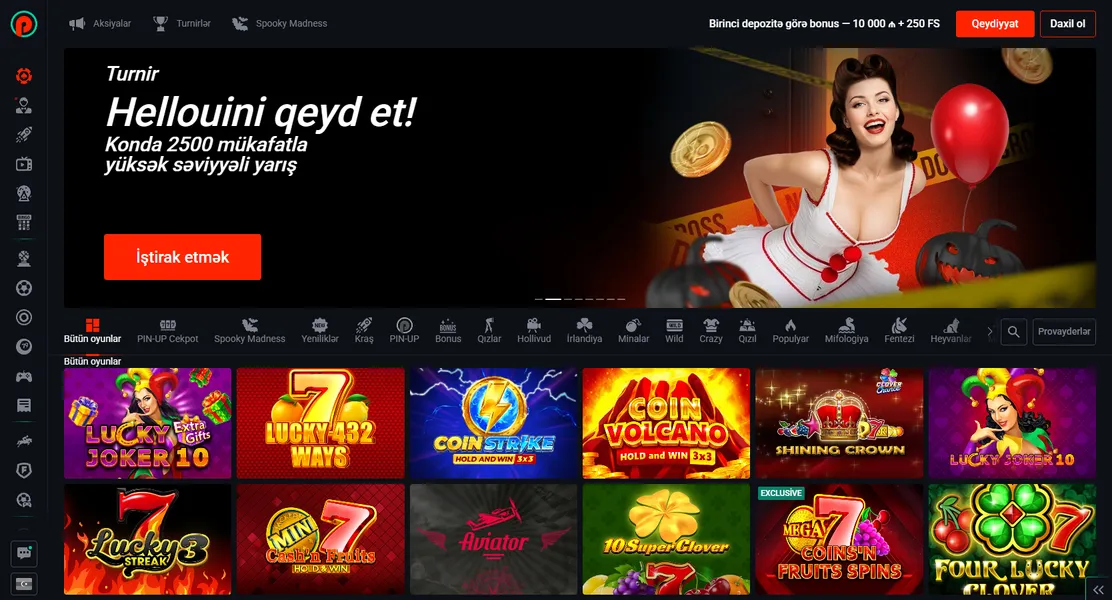 Pinup Kazino — slotlar, canlı oyunlar və provayderlər